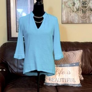 ANTHROPOLOGIE - EDME’ & ESYLLTE |Women’s size 4 | 3/4” flared sleeve top. | Teal